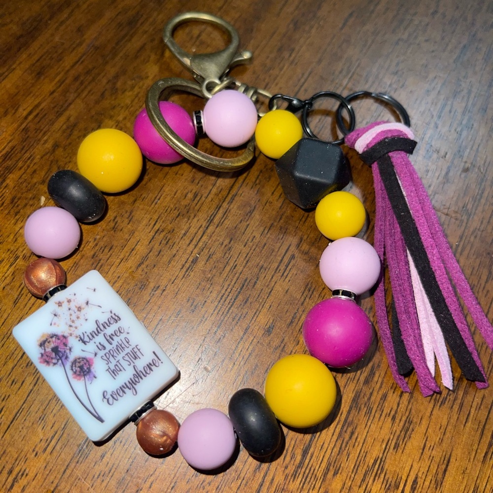 Colorful Beaded Keychain with Tassel